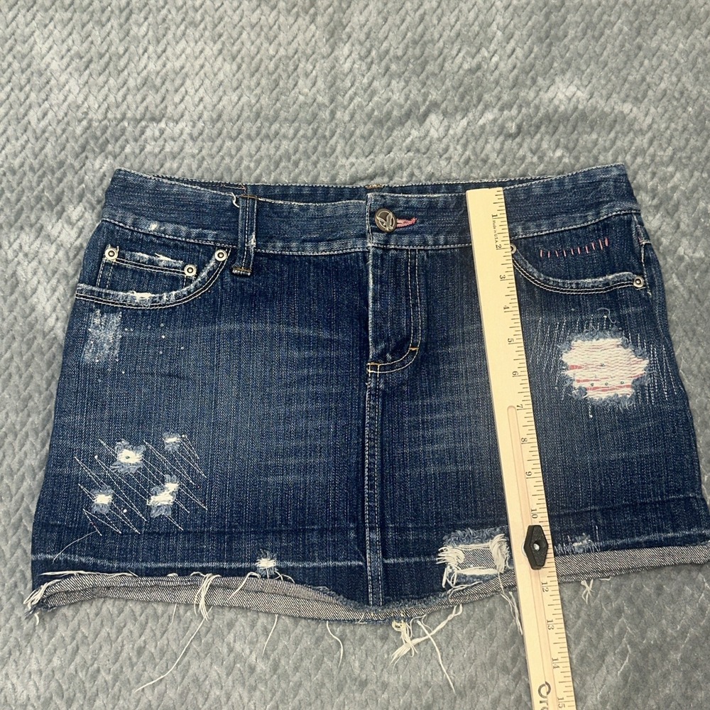 Vintage American Eagle Skirt 8 Y2K Crystal Embellished Distressed Micro Mini - Picture 3 of 11